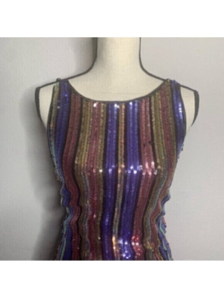 Nwot One33 Social Sequined Stripe Backless Midi Dress — image 6 of 8